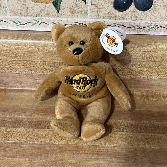 Other - 🌸Hard Rock Cafe Las Vegas tan Beanie Baby EUC with Tags